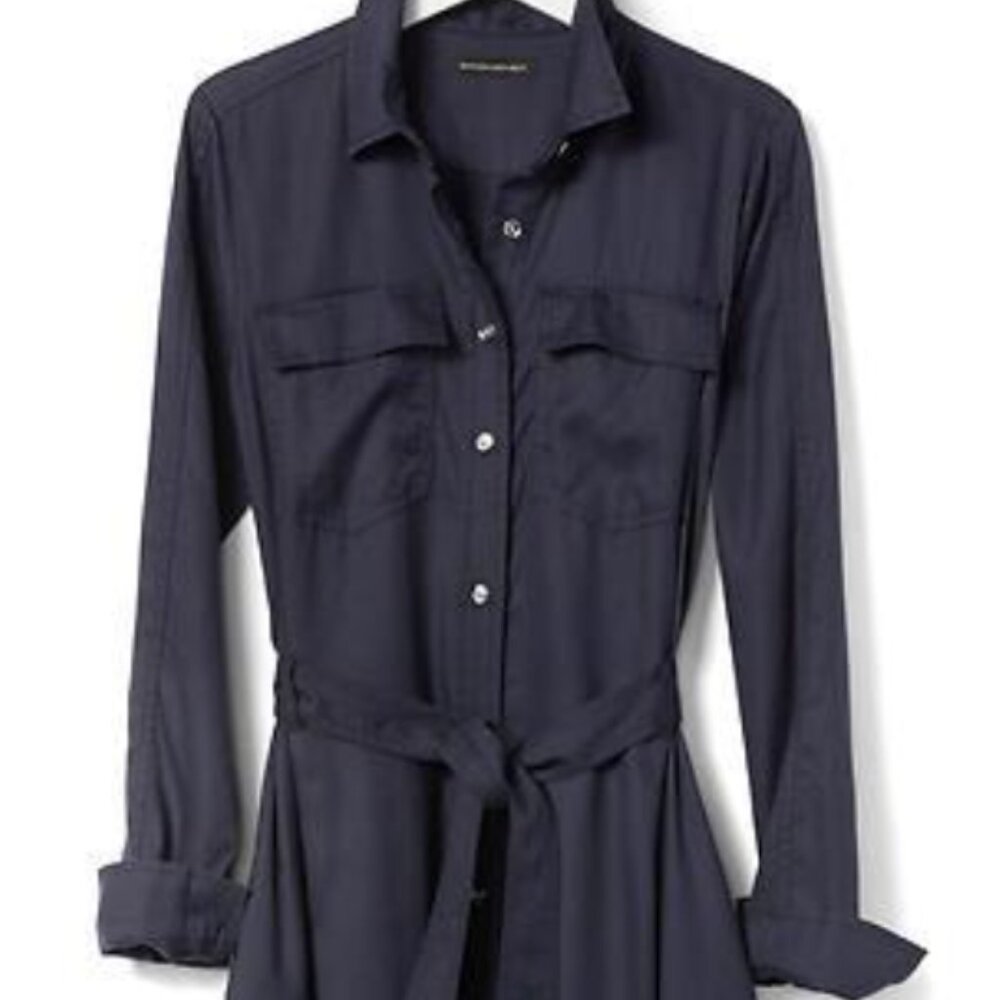 Banana Republic Midi Shirtdress in Preppy Navy, Size S - Picture 9 of 9